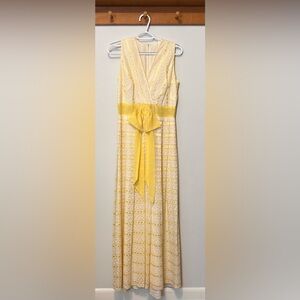 Vintage Yellow and Cream Maxi Dress
